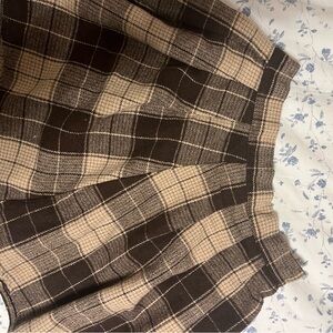 SHEIN Brown and Cream Pleated Skater Skirt